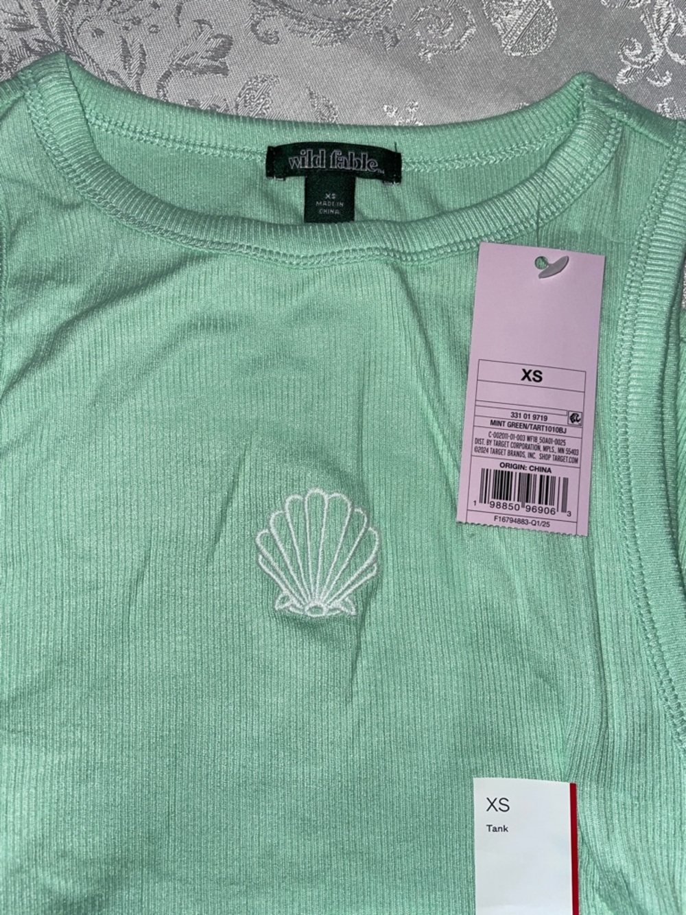 NWT wild fable Mint Green Shell-Embroidered Ribbed Tank. Size XS. - Picture 3 of 5